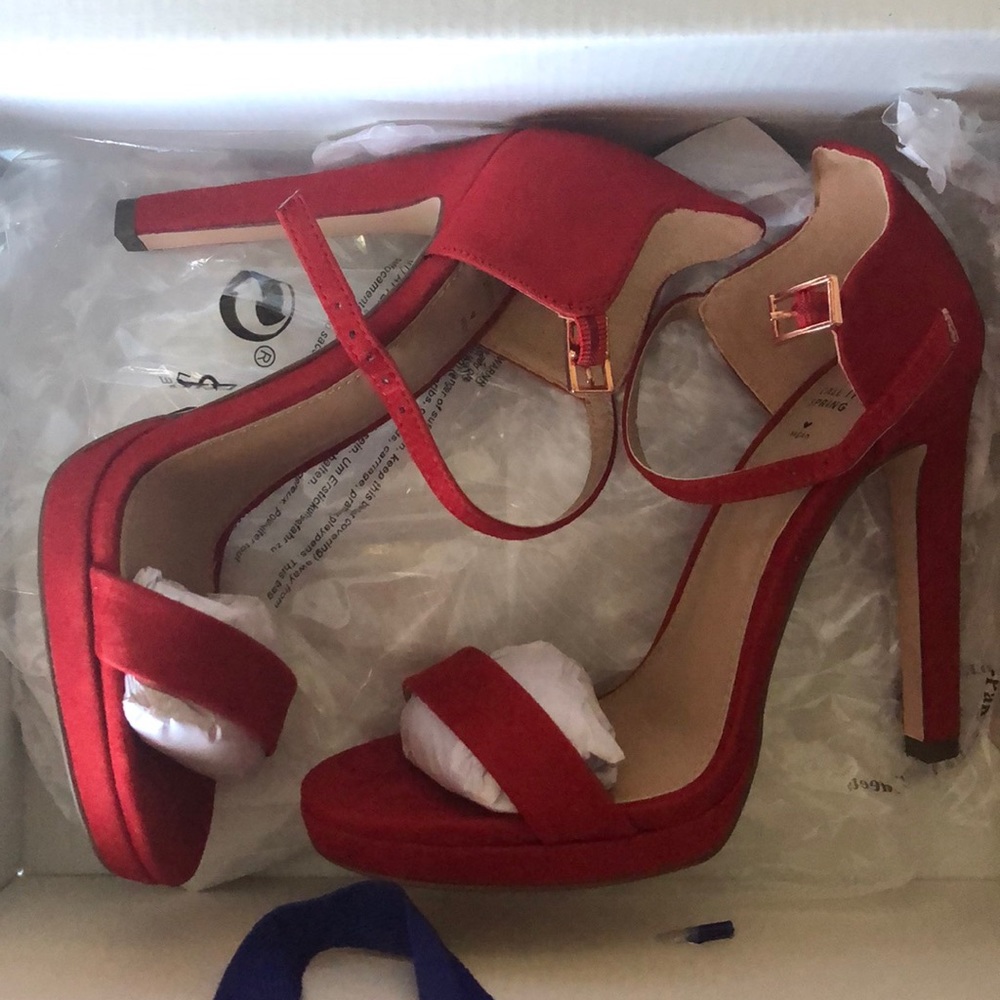 Red fabric heels